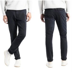 Soft Cloth Navy Blue chino sportive golf  flat front high rise pant trousers 42